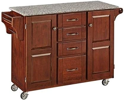 Granite Top Kitchen Cart in Cherry N936