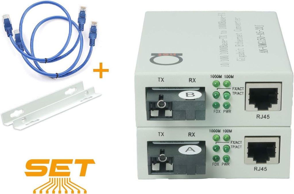 Single Mode SC WDM Gigabit Media Converter with Fiber Module 20km to UTP Cat5e Cat6 RJ-45 Q855398