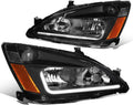 L-Styling LED DRL Headlights Assembly for Honda Accord 7th Gen 03-07, Chrome Housing D155561