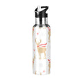 Gold Deers and Snowflakes Stainless Steel Insulated Water Bottle with Straw Lid T628