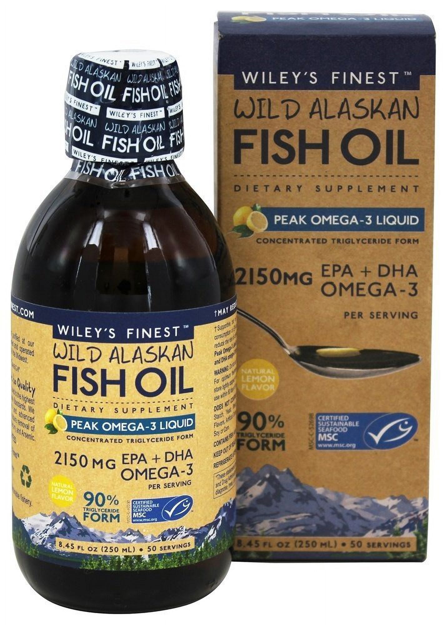 Wild Alaskan Fish Oil Liquid 2150mg EPA + DHA Omega-3 Supplement 50 Servings D3807