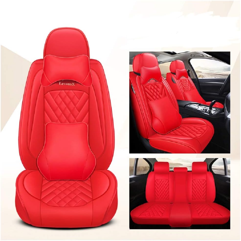 Red 5 Seats Full Set Car Seat Covers Q634901