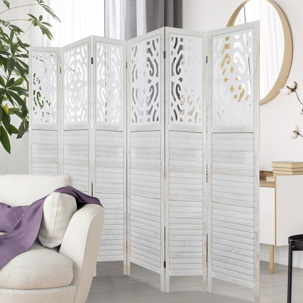 White 6 Panel Room Divider Y807