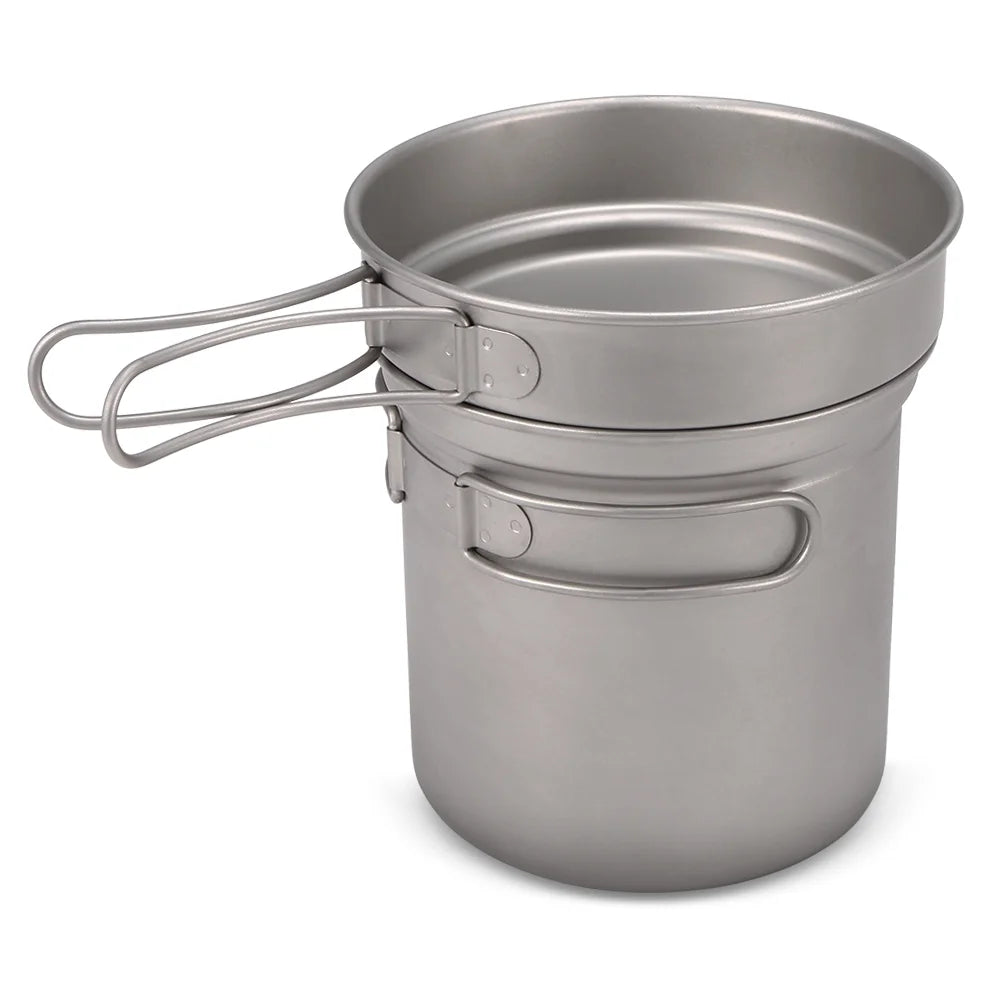 Titanium Cookware Set 1000ml 750ml Pot Pan Spoon Set M82078