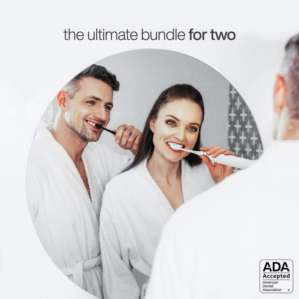 Electric Smart Toothbrush with 4 Modes, UV Sanitizing Base, 10 Brush Heads, 2 Travel Cases, Pack of 2 L5777